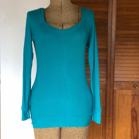 Wet Seal | Y2K Teal Turquoise Thermal | L - Picture 1 of 12